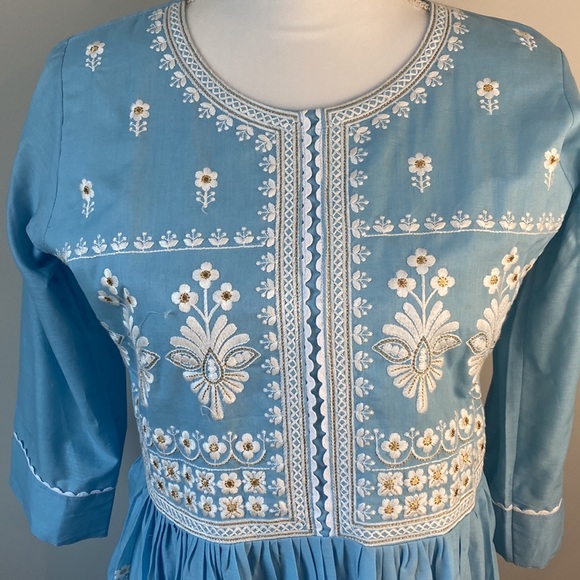 Designer Indian cotton Kurti top Nehra style cut embroidered - Picture 2 of 7